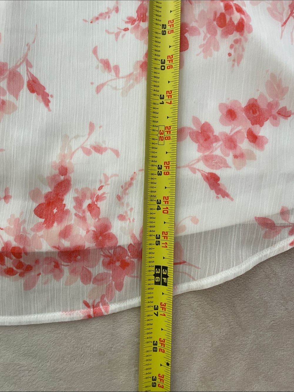 Tommy Hilfiger White Midi Dress with Coral Floral Overlay - Picture 12 of 13